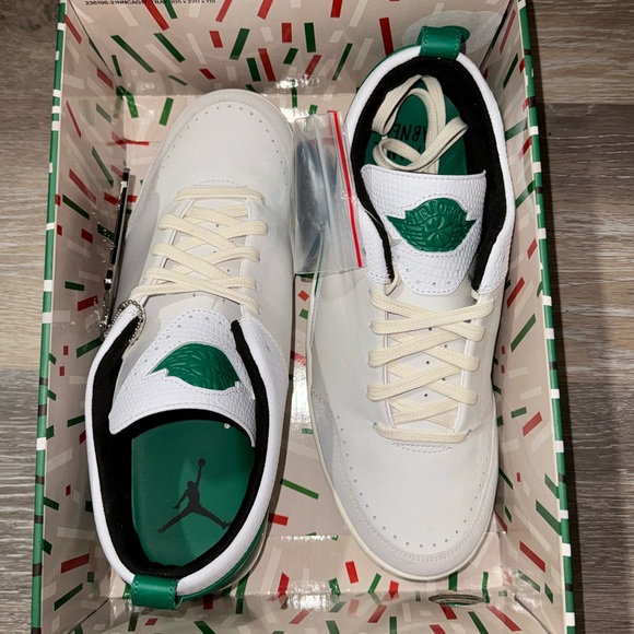 Men’s Air Jordan 2 Retro Low Nina Chanel Abney White Green - Picture 5 of 6